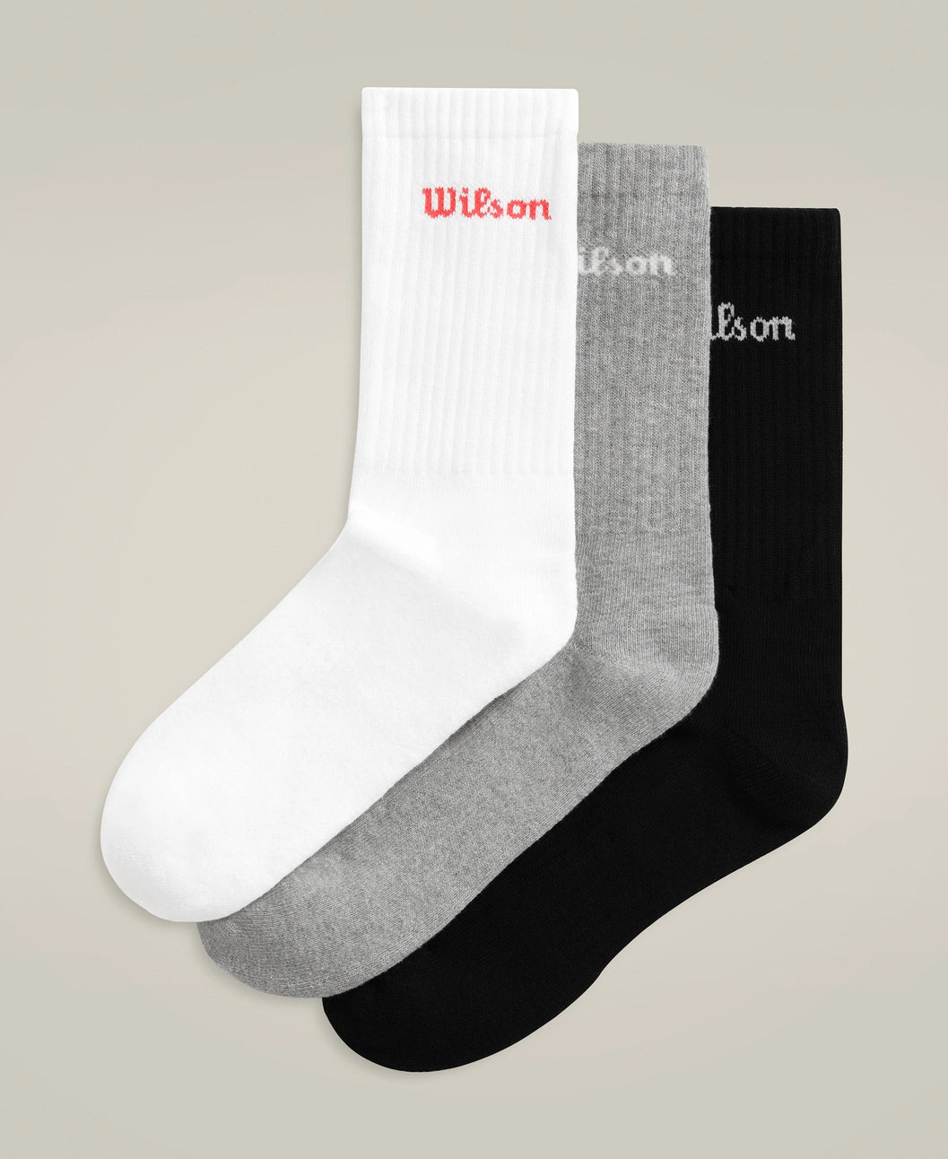Wilson U Crew Logo Sock 3-pack White/Black/Grey sportsstrømper
