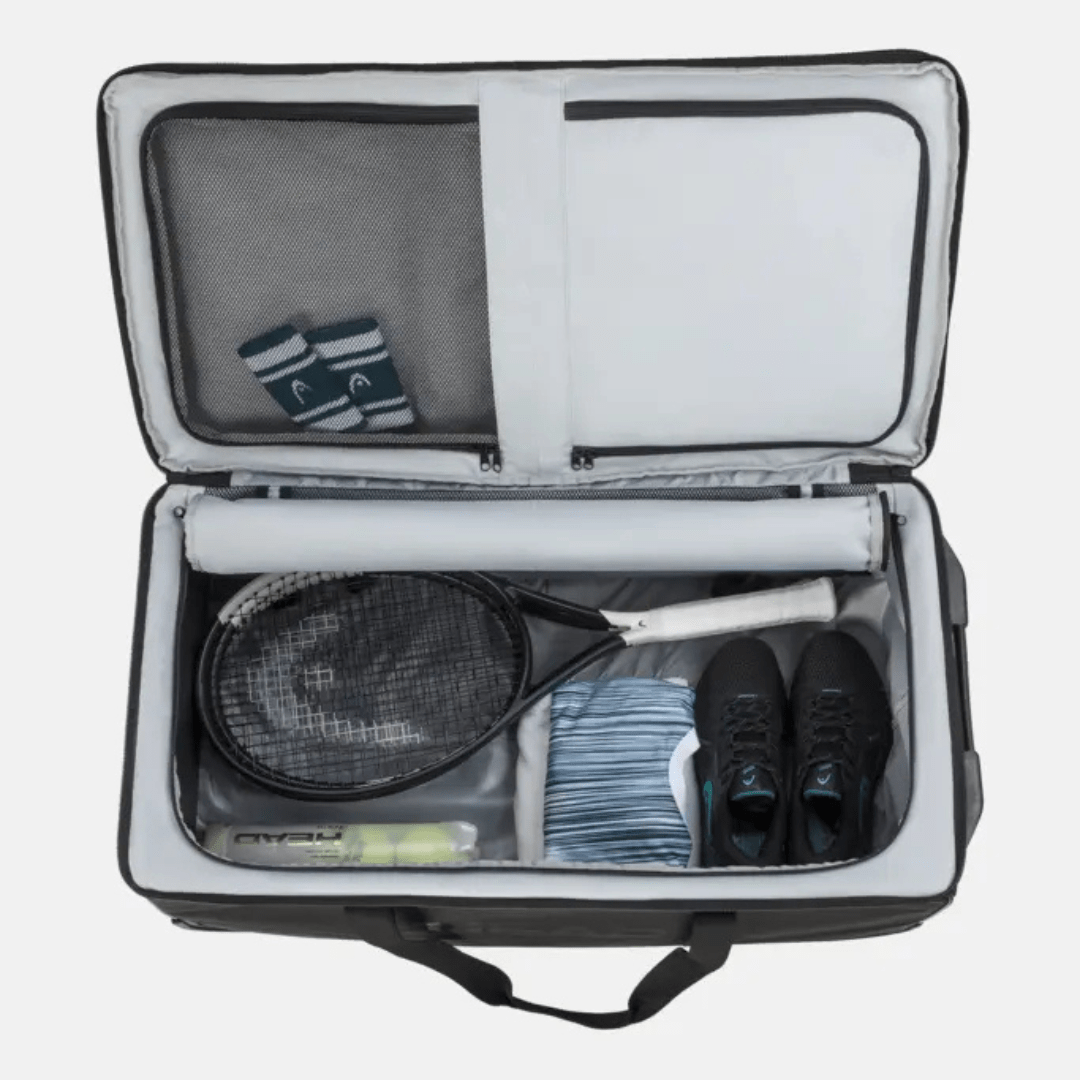 Head Tour Travel Bag 125L BK: Black Wheeled Travel Bag for Tennis Players