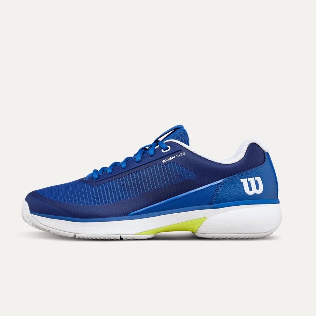 Wilson Rush Lite 5 Clay Men's Tennis Shoe Deja Vu Blue/White/Safety Yellow grustennissko til mænd