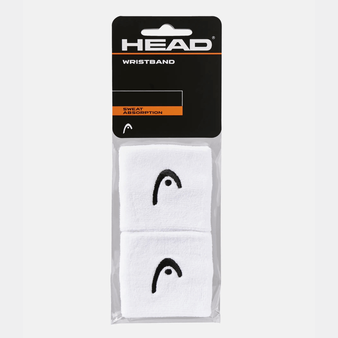 Head Wristband White 2-pack 2,5“ svettarmband för tennis och padel