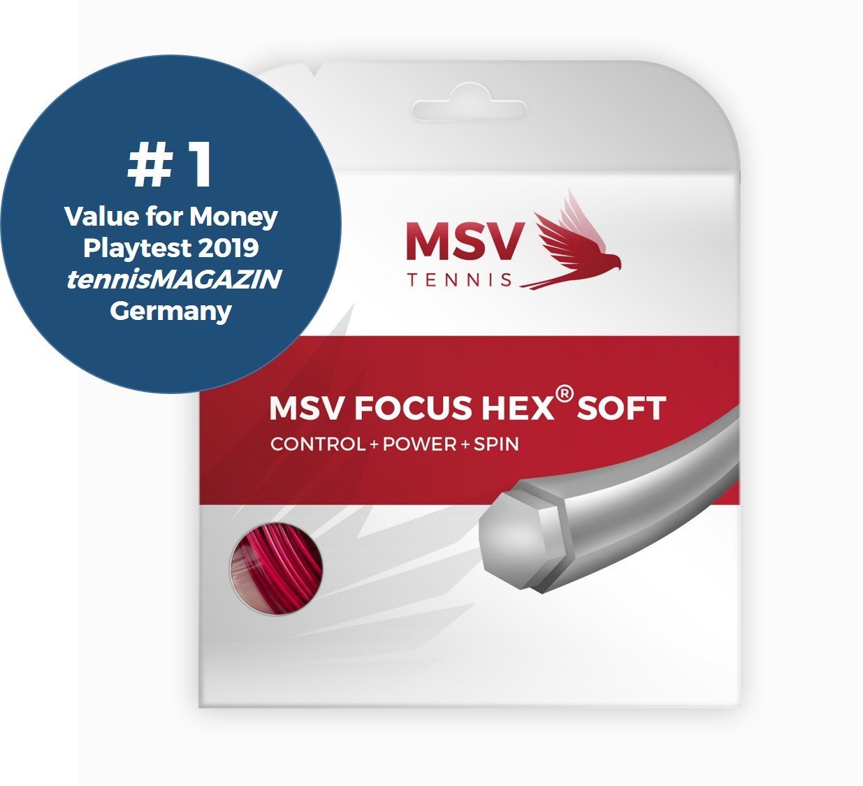 MSV tennisstrenge rød fokus HEX Soft 12m 1,25 mm