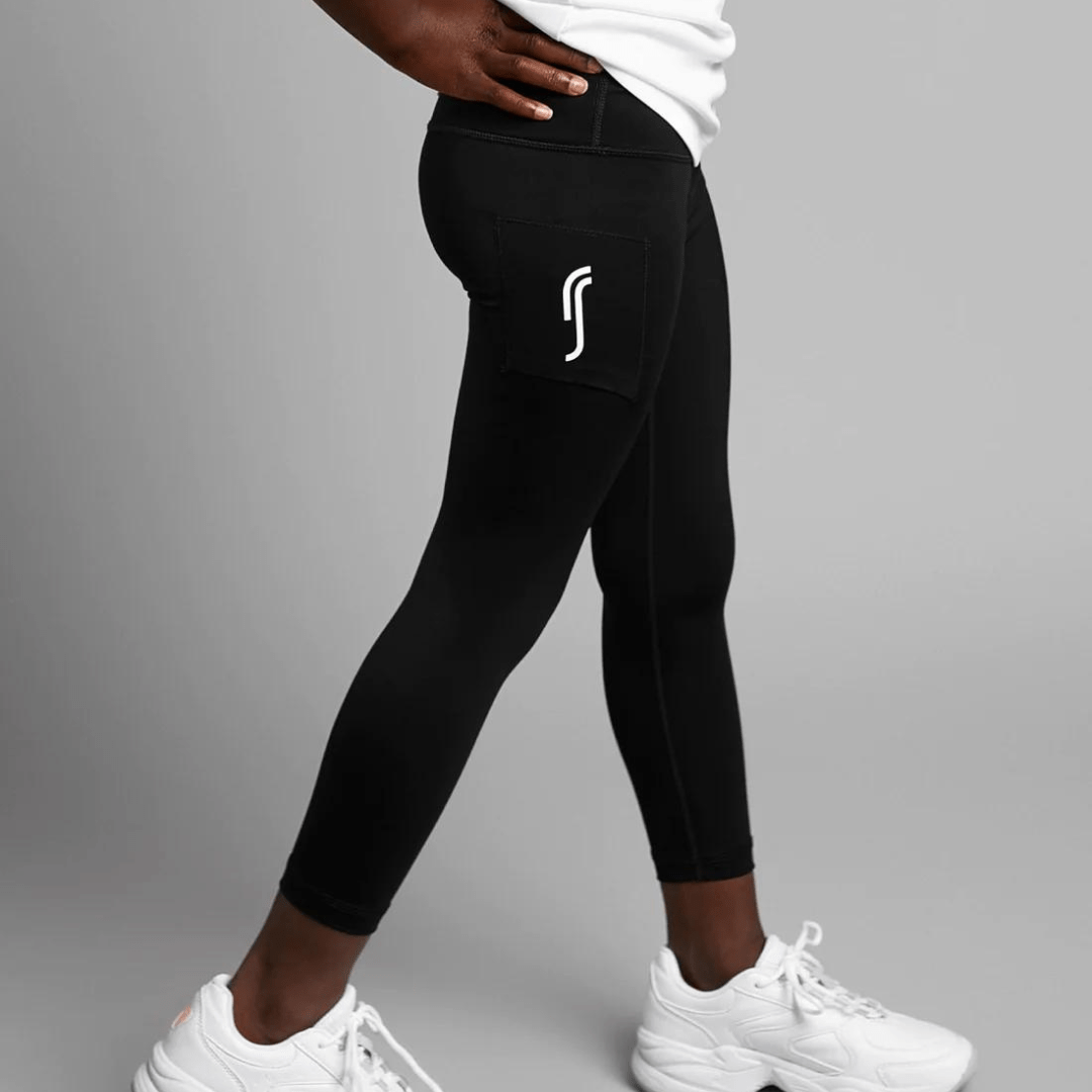 RS Girl's High Waist Tights Side Ball Pocket svart